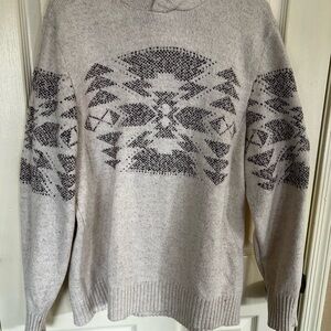 Vintage American Eagle Outfitters Light Gray Patterned Crewneck Hooded Sweater